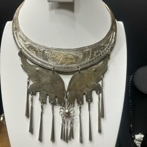 Artisan Silver Elephant Statement Necklace